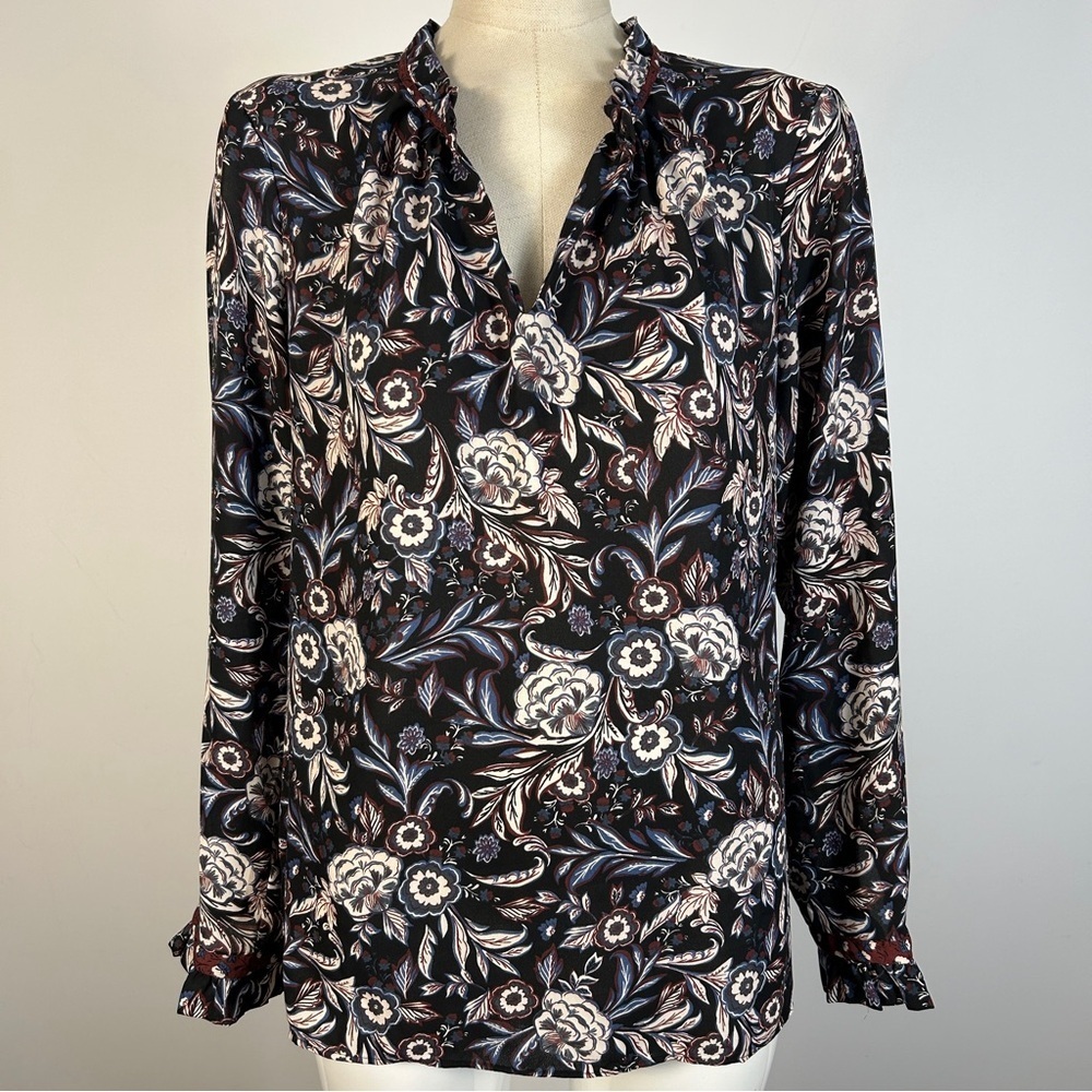 Rose & Olive Black and White Floral Blouse M